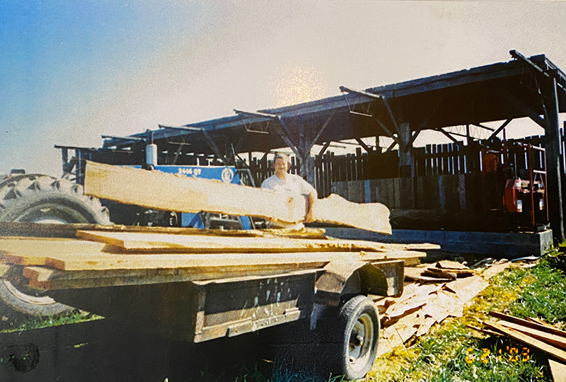 holding slabs of wood